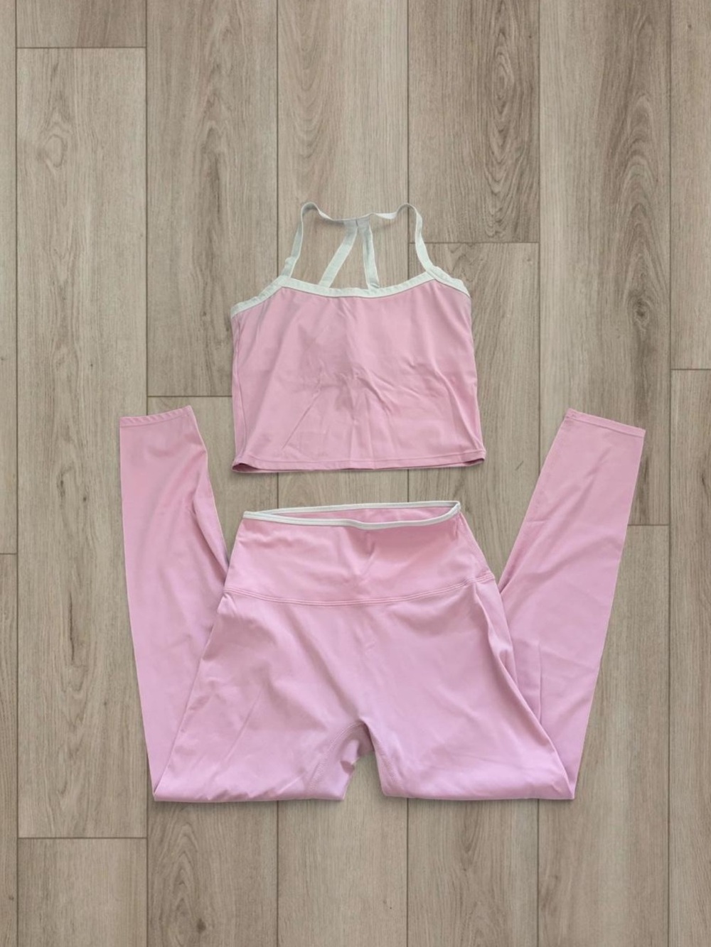 Amazon Light Pink Women's Active Crop Tank & High-Waist Leggings Set